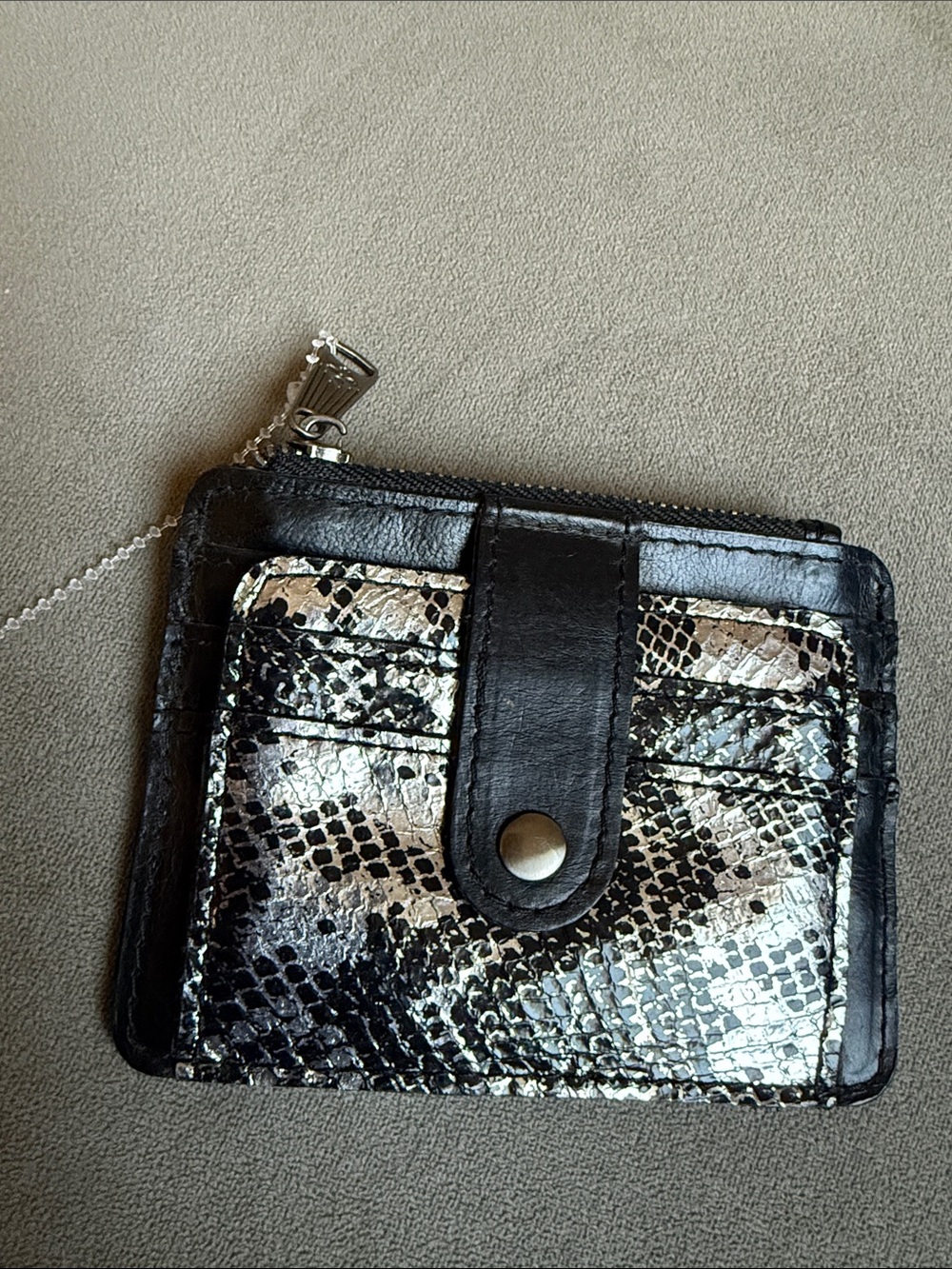 Patricia Nash Black & Silver Snake-Print Card Wallet